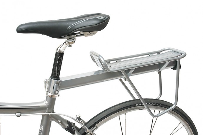 Seat post store pannier rack